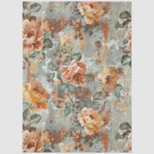 Papel De Seda Elegante Vintage Rústico Campo Florales Decoupage