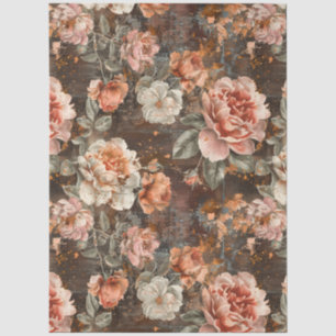 Papel De Seda Elegante Vintage Rústico País Florales Decoupage