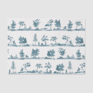 Papel De Seda Elegante Vintage Toile de Caza de Caballos Azul Po