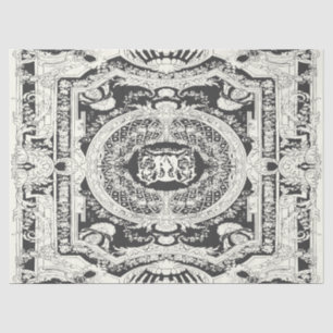 Papel De Seda Elegante y clásico ornamento barroco negro