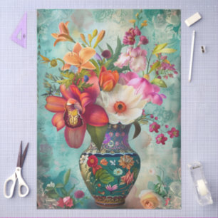 Papel De Seda Elegante y colorido Decoración Floral