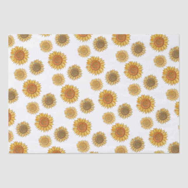 Papel De Seda Elegante y elegante Boho Farmhouse Yellow Sunflowe (Anverso)