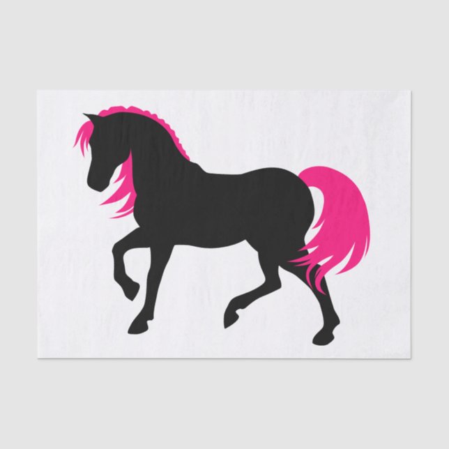 Papel De Seda Elegante y elegante caballo blanco negro blanco ca (Anverso)