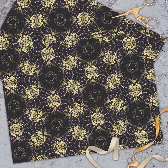 Papel De Seda Elegante y elegante Patrón Faux Gold y Black (Subido por el creador)
