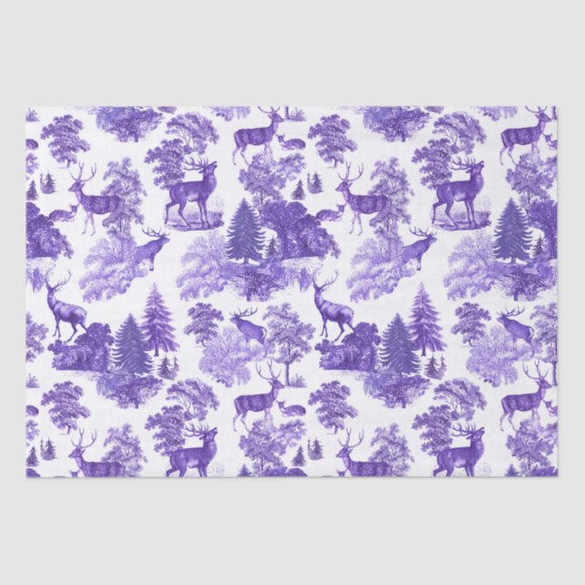 Papel De Seda Elegante y festivo periwinkle azul Deer Woods (Anverso)