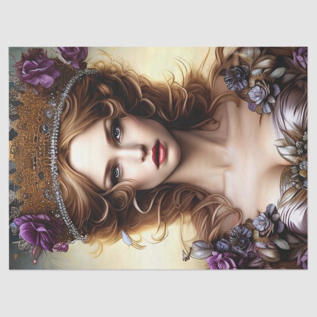 Papel De Seda Elegante y hermosa Princesa Decoración Rosa púrpur (Anverso)