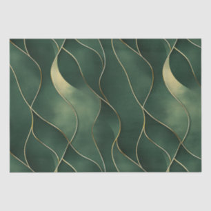 Papel De Seda Elegante y lujoso patrón de Swirl Green y Gold