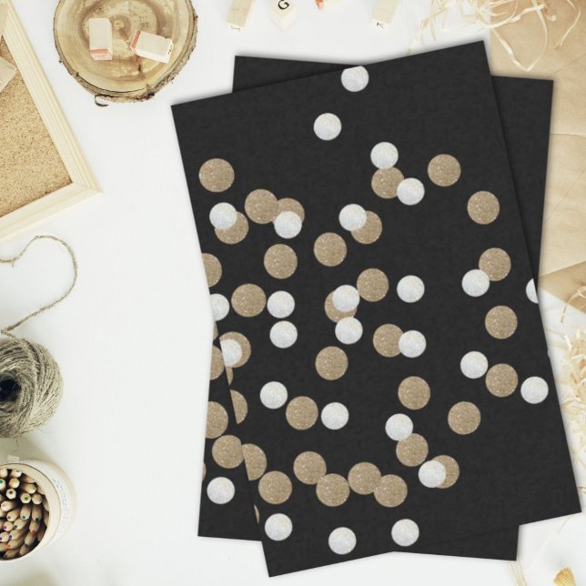 Papel De Seda elegante y moderno Confetal de oro negro (elegant modern Black Gold Confetti Holiday Party Tissue Paper)