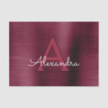 Papel De Seda Elegante y moderno Monograma de Borgoña Marsala<br><div class="desc">Moderno Relieve metalizado Metálico Borgoña Monograma Elegante Papel Tejido Regalo. Este papel de pañuelos para envolver regalos se puede personalizar para incluir su nombre inicial y el nombre de pila para un paquete de regalo para un Chica Baby Shower, una ducha de novia, una fiesta de soltera o una fiesta...</div>