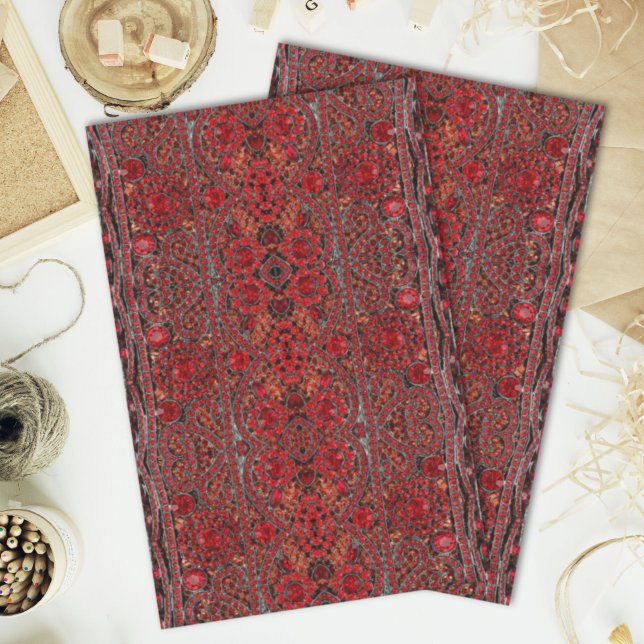 Papel De Seda elegante y sofisticado rubí de oro rojo burgundy (elegant sophisticated gold ruby red burgundy tissue paper)