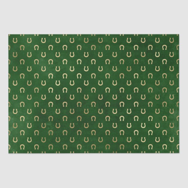 Papel De Seda Elegante zapato de caballo verde y dorado San Patr (Anverso)