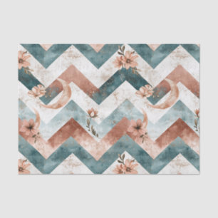 Papel De Seda Elegante zigzag floral con cálidos toques lunares