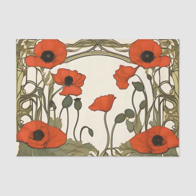 Papel De Seda Elegantes Cachorros Art Nouveau (Anverso)