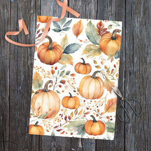 Papel De Seda Elegantes calabazas acuáticas de otoño y hojas de 