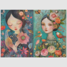 Papel De Seda Elegantes Chicas Collage colorido de decoración fl