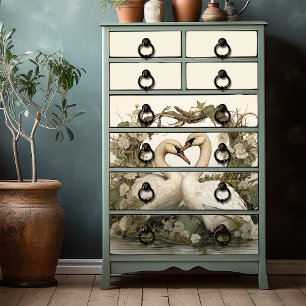 Papel De Seda Elegantes cisnes vintage Boho victoriano