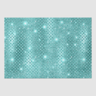 Papel De Seda Elegantes Diamantes Azules con Patrón Metálico Bri