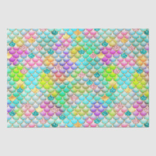 Papel De Seda Elegantes escamas de sirena con brillo y hoja de a