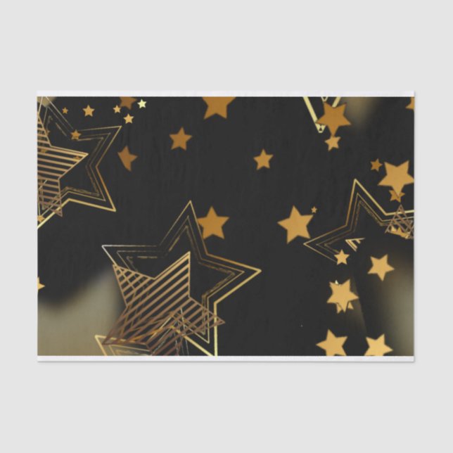 Papel De Seda Elegantes estrellas doradas Feliz Navidad (Anverso)