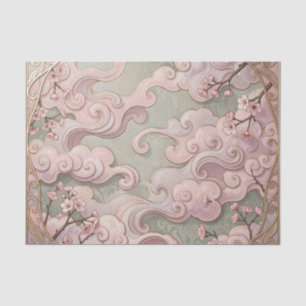 Papel De Seda Elegantes flores de cerezo Art Nouveau en espiral 