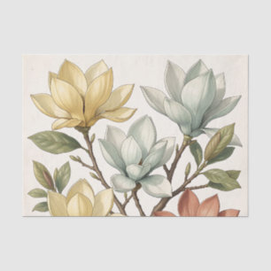 Papel De Seda Elegantes Flores de Magnolia Crema Amarillo Terrac