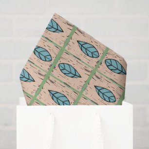 Papel De Seda Elegantes hojas botánicas de acuarela verde