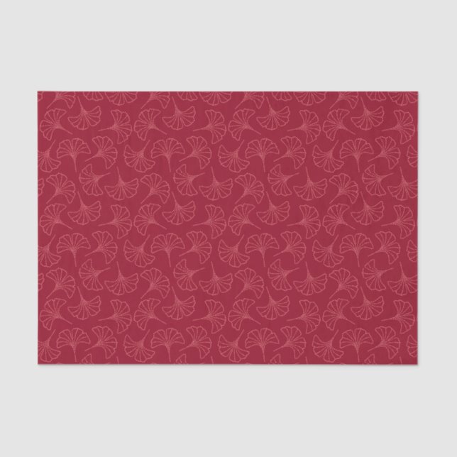 Papel De Seda Elegantes hojas de Ginkgo japonesas profundas roja (Anverso)