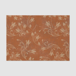 Papel De Seda Elegantes hojas florecientes quemadas Naranja Grun