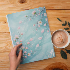 Papel De Seda Elegantes iniciales de flor de cerezo rosa turques