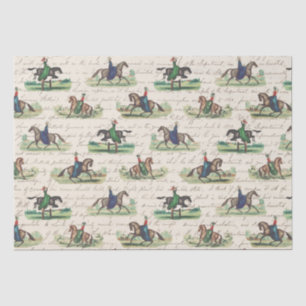 Papel De Seda Elegantes jinetes de caballos de campo inglés vint