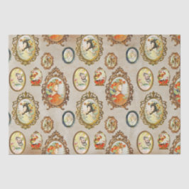 Papel De Seda Elegantes Modas Chicas de Art Nouveau Ornate Frame