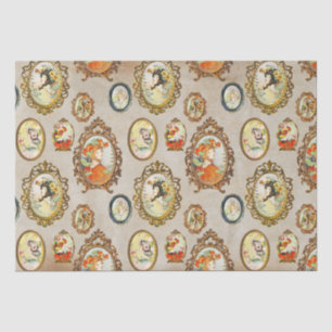 Papel De Seda Elegantes Modas Chicas de Art Nouveau Ornate Frame