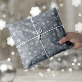 Papel De Seda Elegantes Navidades Copos de nieve gris y blanco