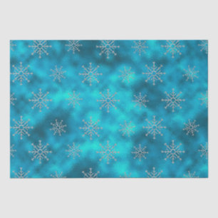 Papel De Seda Elegantes Navidades de copas de nieve azul acuátic