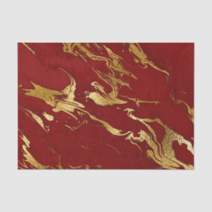 Papel De Seda Elegantes Navidades de Faux Marble de Oro Rojo