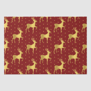 Papel De Seda Elegantes Navidades De Oro En Punto Rojo