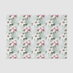 Papel De Seda Elegantes Navidades de Poinsettias Blancas