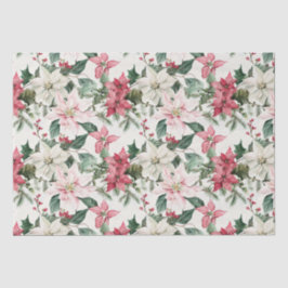 Papel De Seda Elegantes Navidades de Poinsettias Rosa