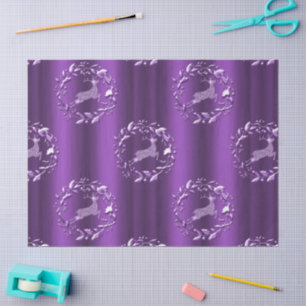 Papel De Seda Elegantes Navidades de renos morados resplandecien