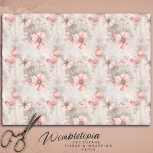 Papel De Seda Elegantes Navidades Pastel Patrón Floral y Ornamen