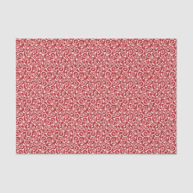 Papel De Seda Elegantes Navidades Red y White Damask Decoupage (Anverso)