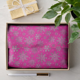 Papel De Seda Elegantes Navidades rosados con elegantes copos de