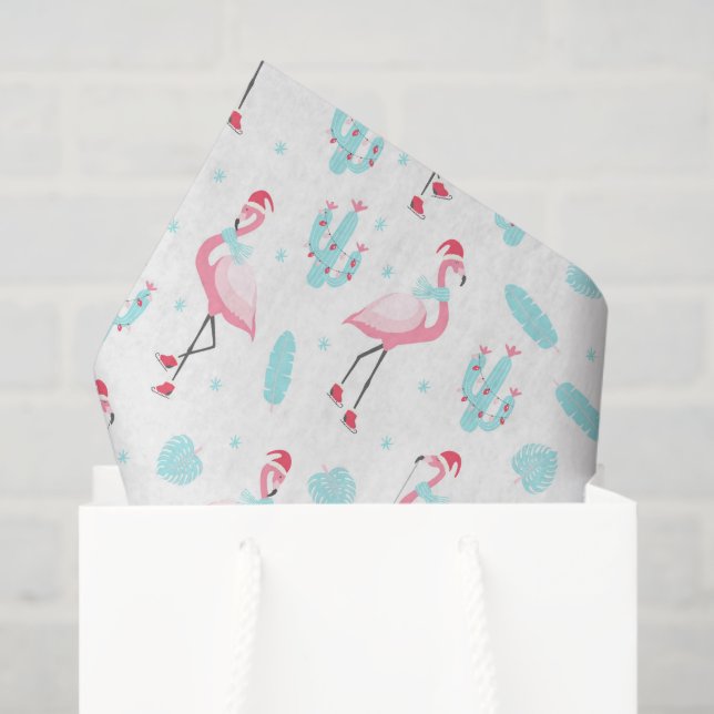 Papel De Seda Elegantes Navidades tropicales Flamingo Rosa Girly (Bolsa de regalo)