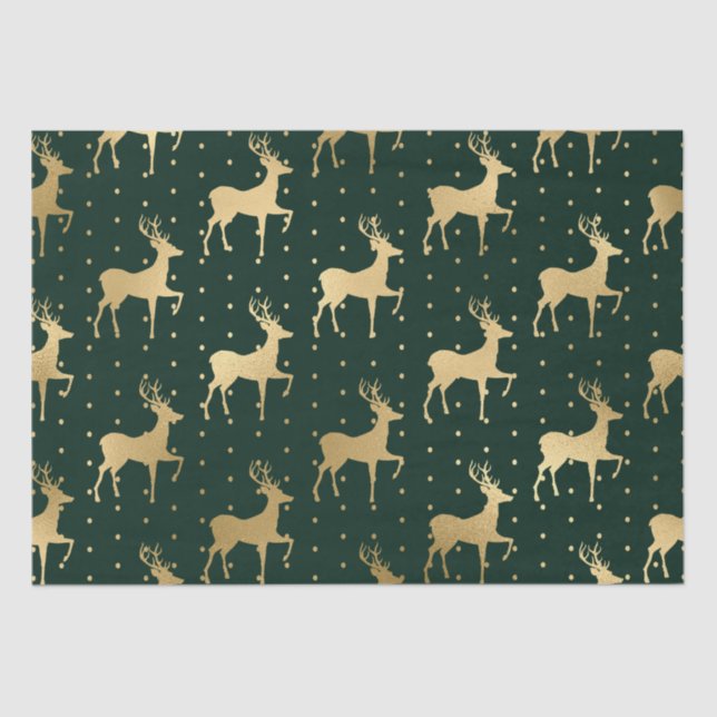 Papel De Seda Elegantes Navidades verdes y Relieves metalizados  (Anverso)