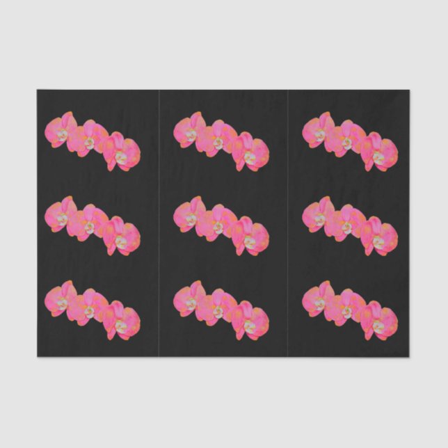 Papel De Seda Elegantes orquídeas de acuarela rosa floral tropic (Anverso)