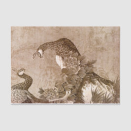 Papel De Seda Elegantes Peacocks de época