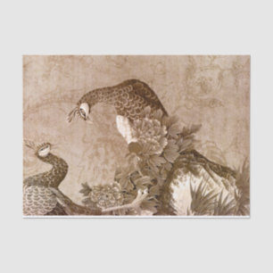 Papel De Seda Elegantes Peacocks de época
