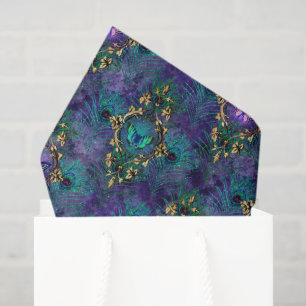 Papel De Seda Elegantes plumas de pavo real