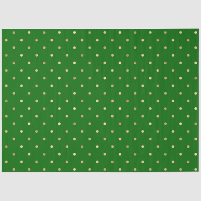 Papel De Seda Elegantes puntos de Polka de Oro Verde (Anverso)