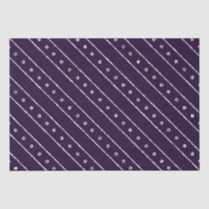 Papel De Seda Elegantes rayas Navidades Purpurinas moradas y pla